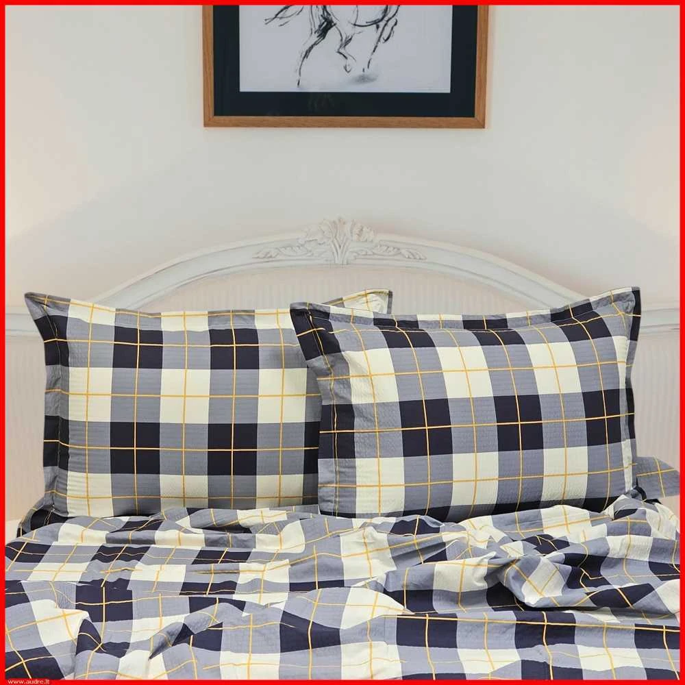 Glamžyto medvilninio audinio antklodės ir pagalvės užvalkalų patalynės komplektas - Antklodės užvalkalas 140x200 cm. + pagalvės užvalkalas 50x70 cm. be užtrauktuko (1 vnt.)