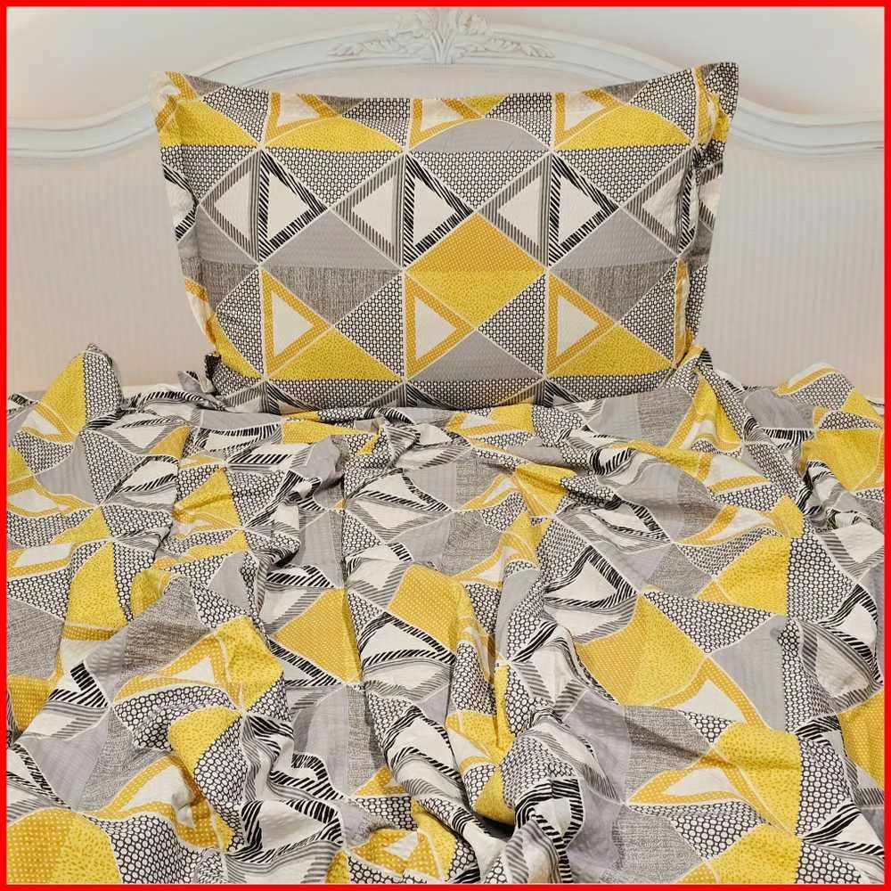 Glamžyto medvilninio audinio antklodės ir pagalvės užvalkalų patalynės komplektas - Antklodės užvalkalas 140x200 cm. + pagalvės užvalkalas 50x70 cm. be užtrauktuko (1 vnt.)