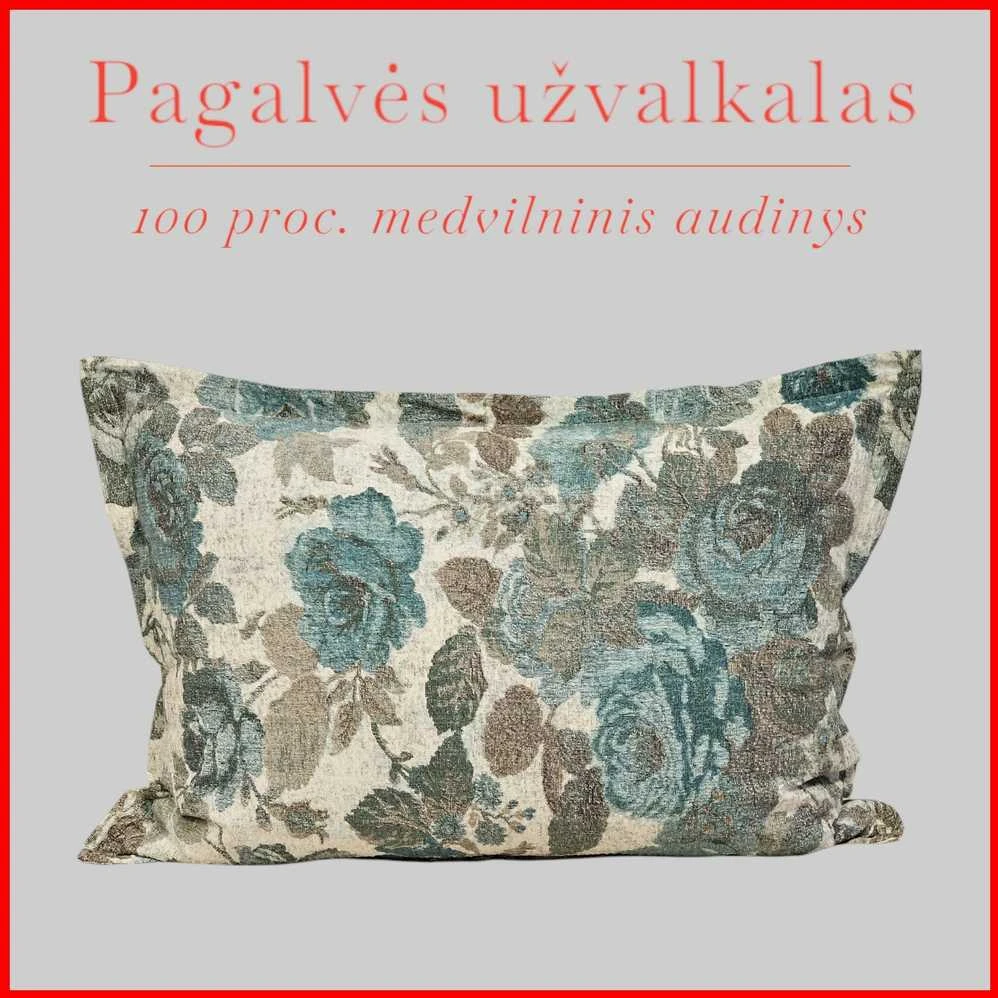 Glamžyto medvilninio audinio pagalvės užvalkalas - 70x70 cm. be užtrauktuko