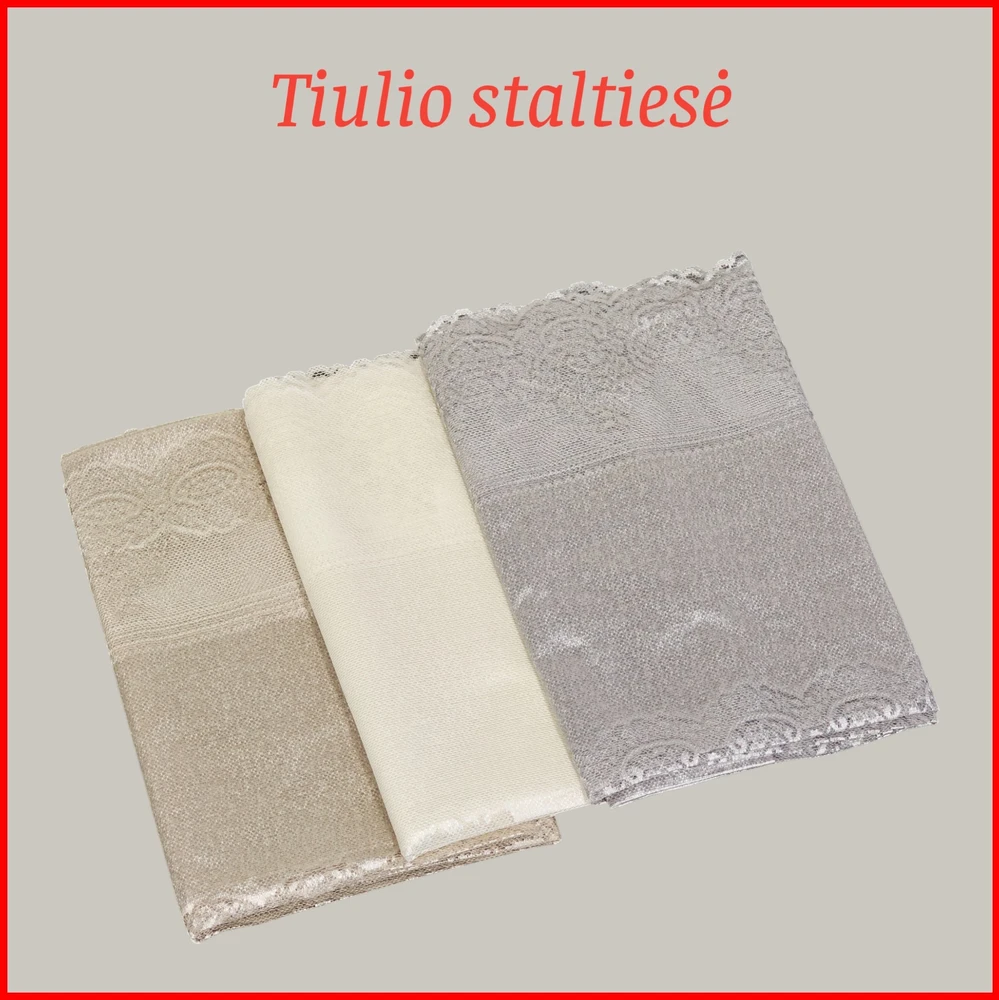 Tiulinio audinio staltiesė - Kreminė - 160x220 cm.