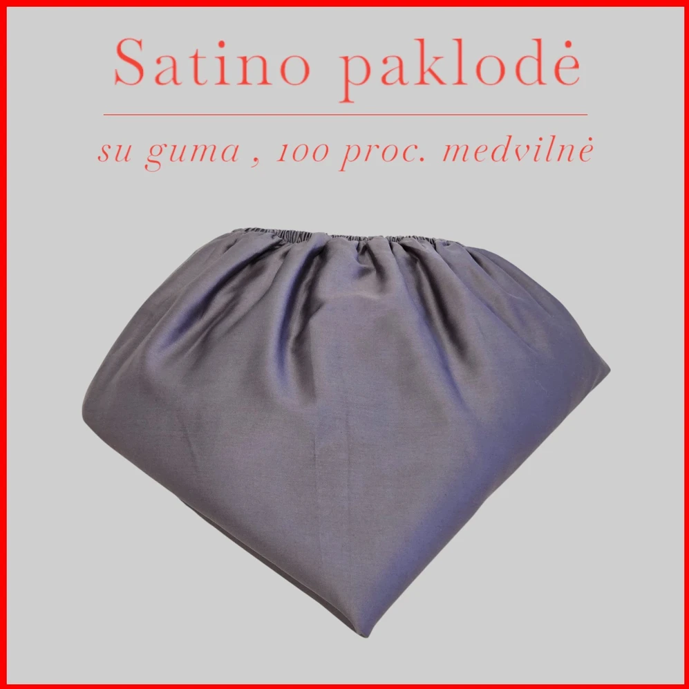 Satino paklodė su guma - 140x200+20cm.