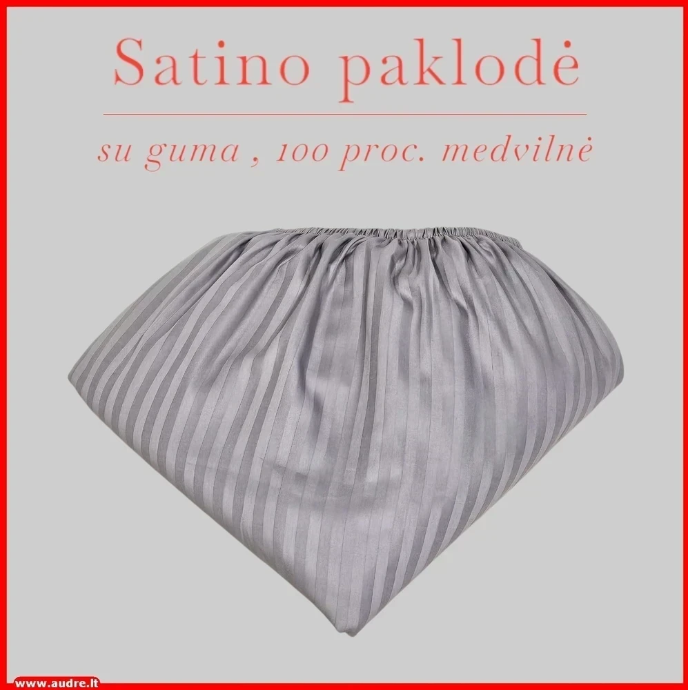 Satino paklodė su guma - 200x200+20cm.