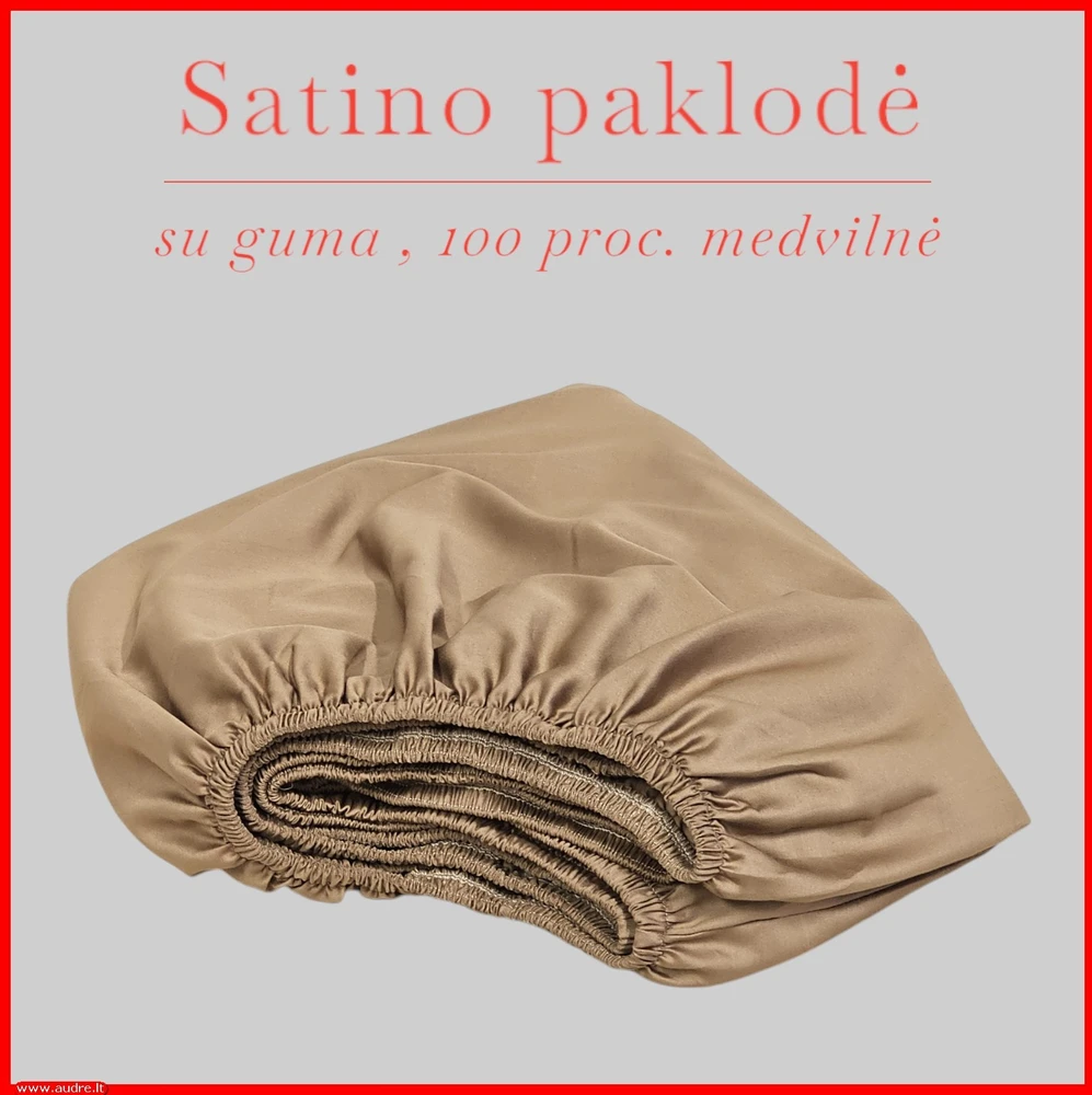 Satino paklodė su guma - 180x200+20cm.