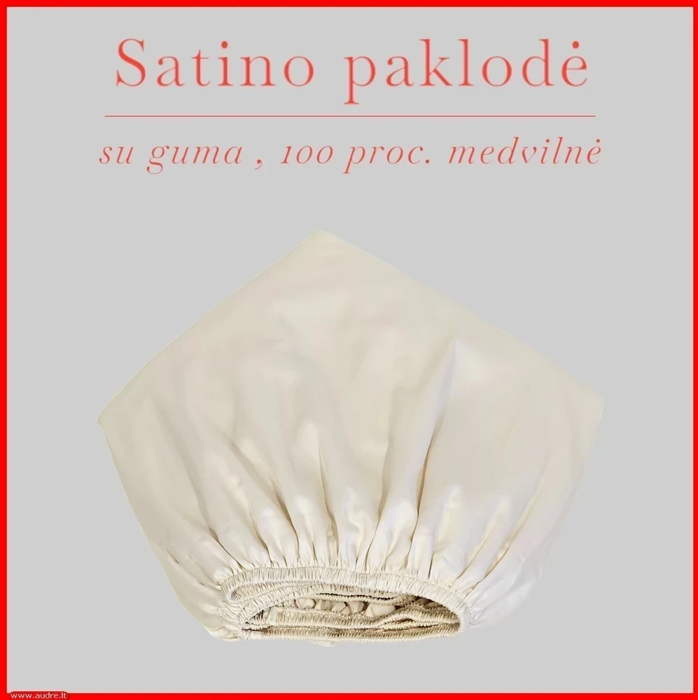Satino paklodė su guma - 160x200+20cm.