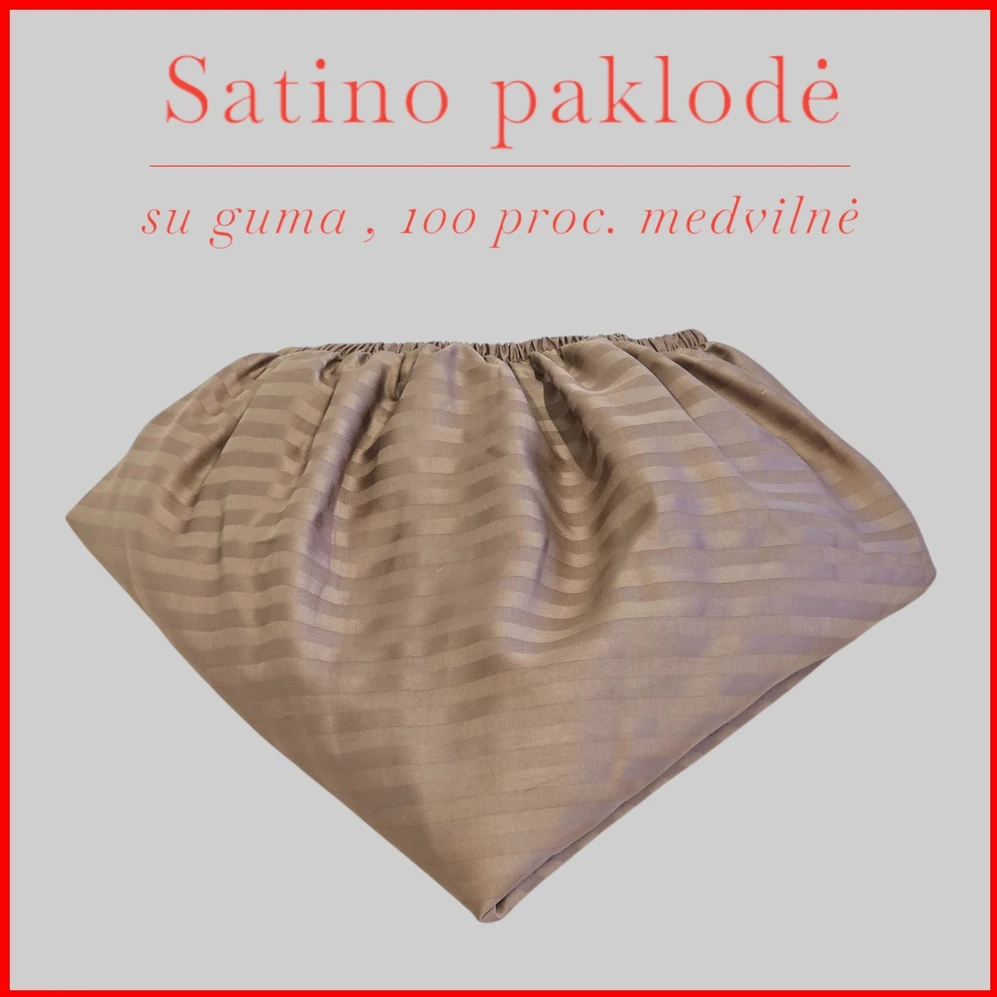 Satino paklodė su guma - 180x200+20cm.