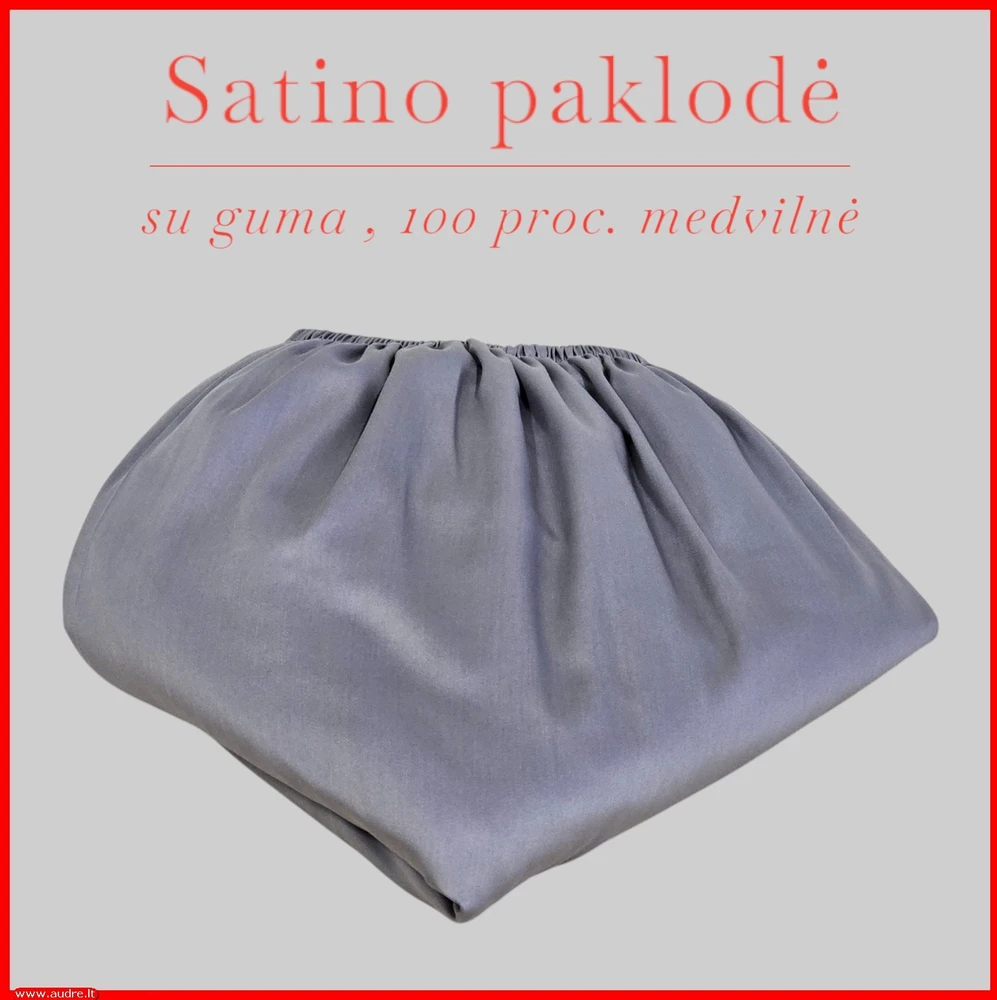 Satino paklodė su guma - 180x200+20cm.