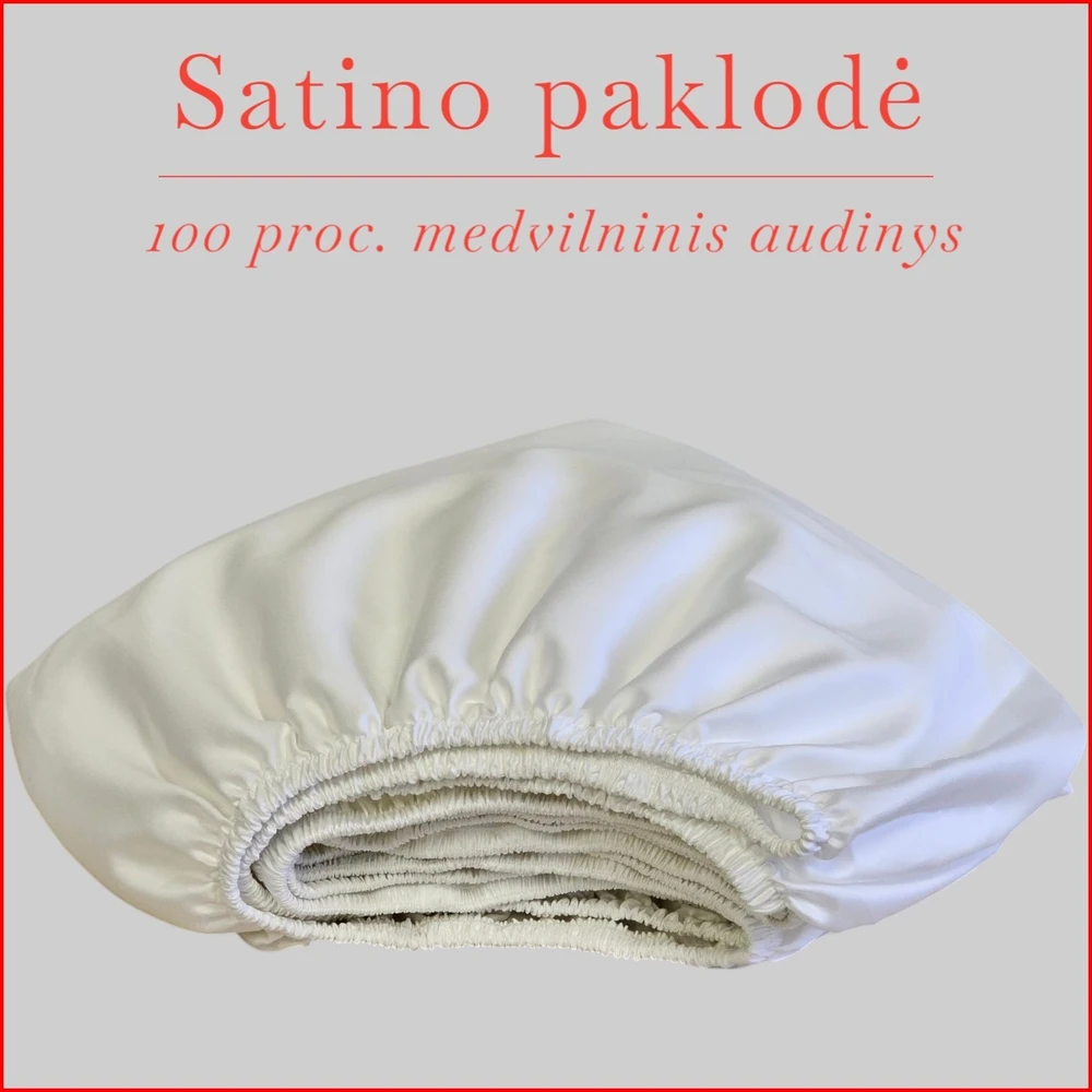 Satino paklodė su guma - 200x200+30cm.