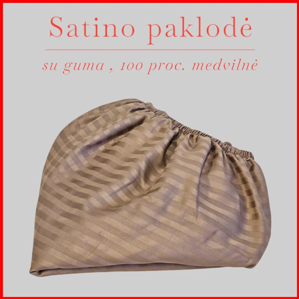 Satino paklodė su guma - 160x200+30cm.