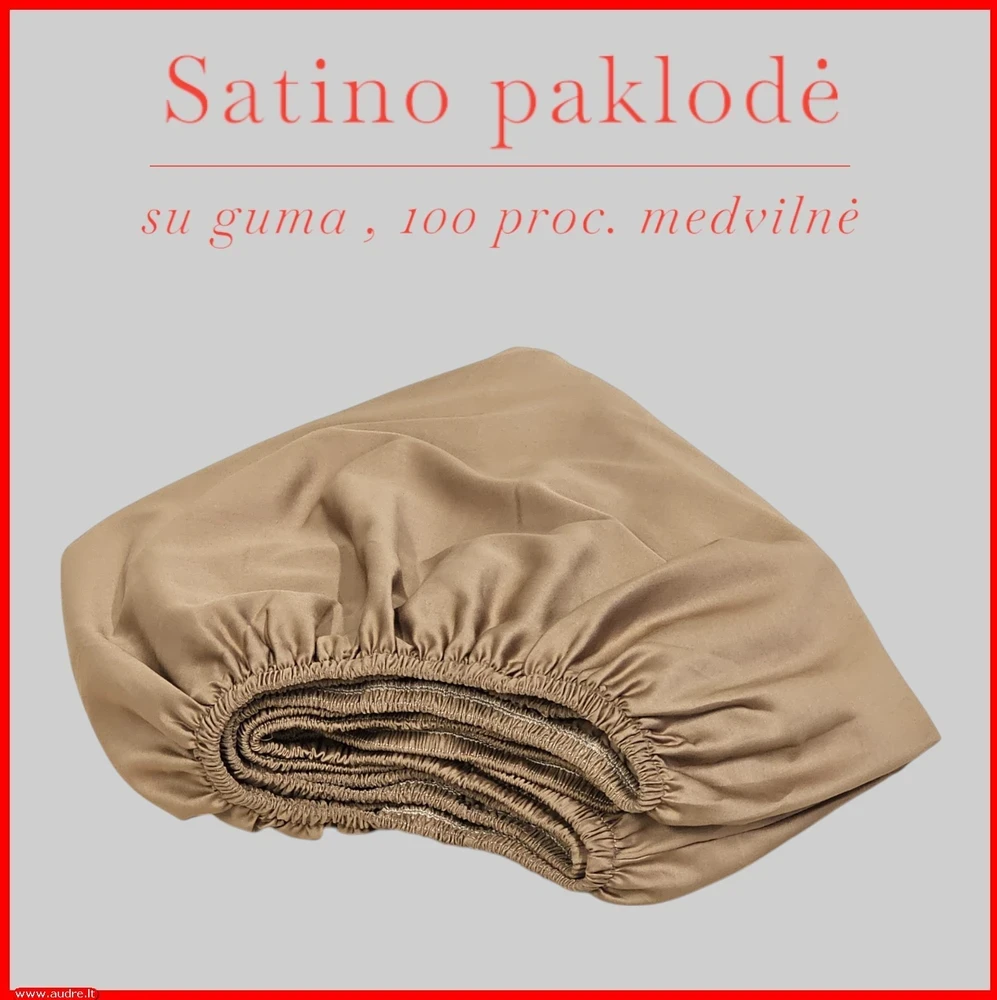Satino paklodė su guma - 180x200+30cm.