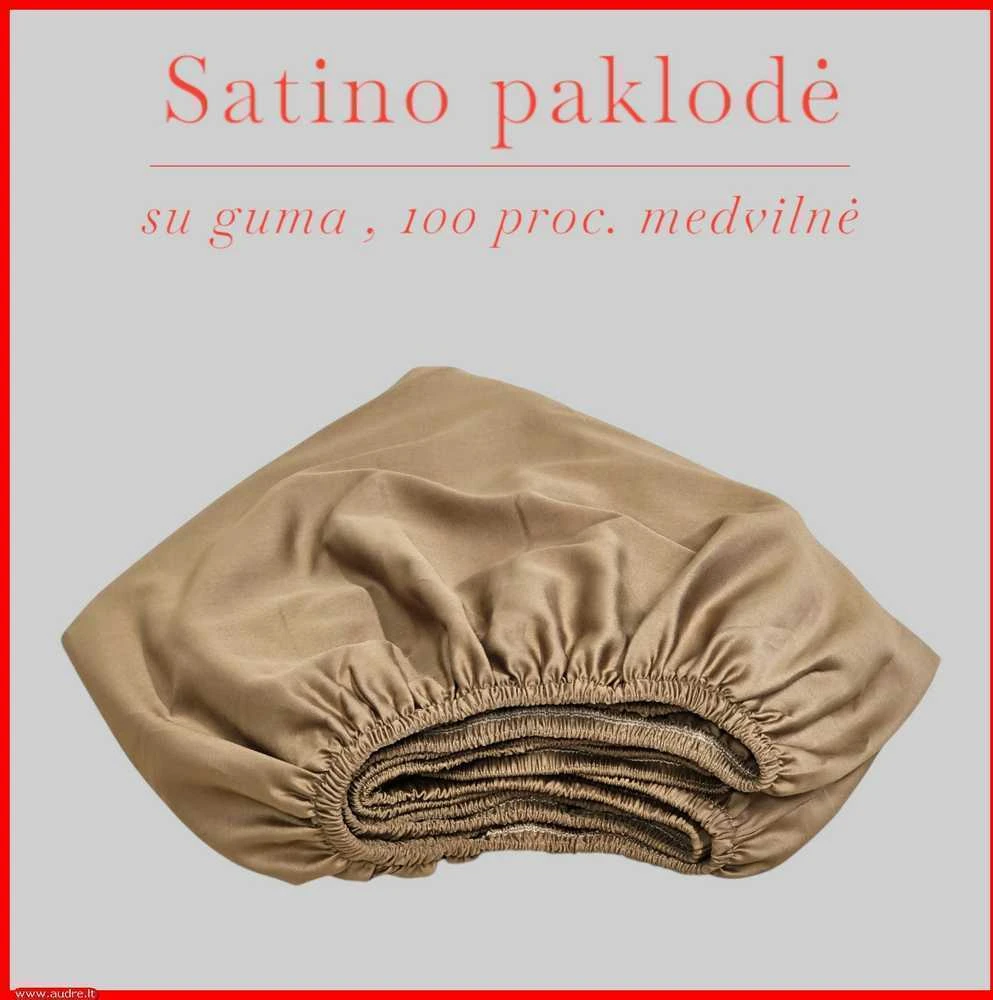 Satino paklodė su guma 100/140/160/180/200x200+20cm. - 180x200+20cm.