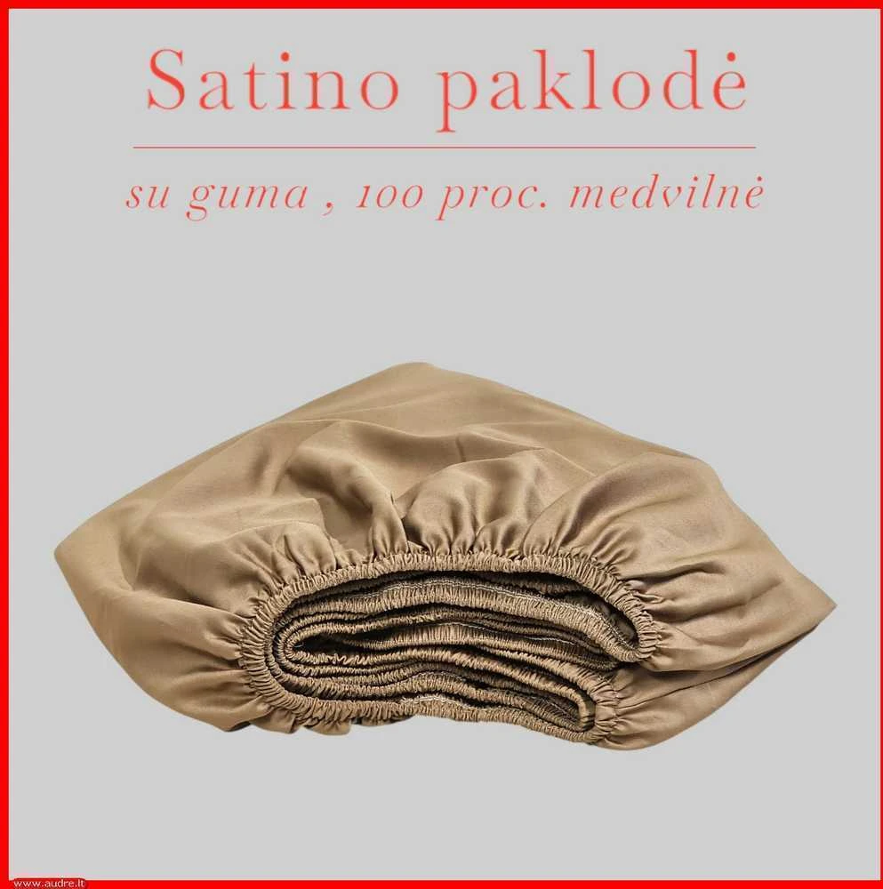 Satino paklodė su guma 100/140/160/180/200x200+20cm. - 140x200+20cm.