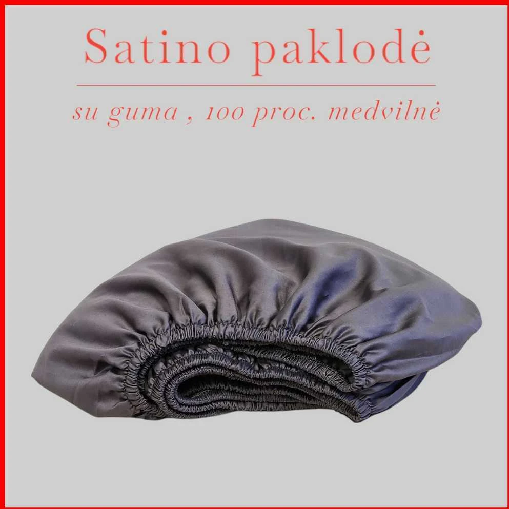 Satino paklodė su guma 100/140/160/180/200x200+20cm. - 140x200+20cm.