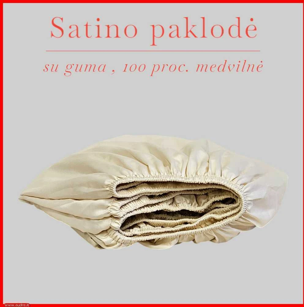 Satino paklodė su guma - 140x200+20cm.