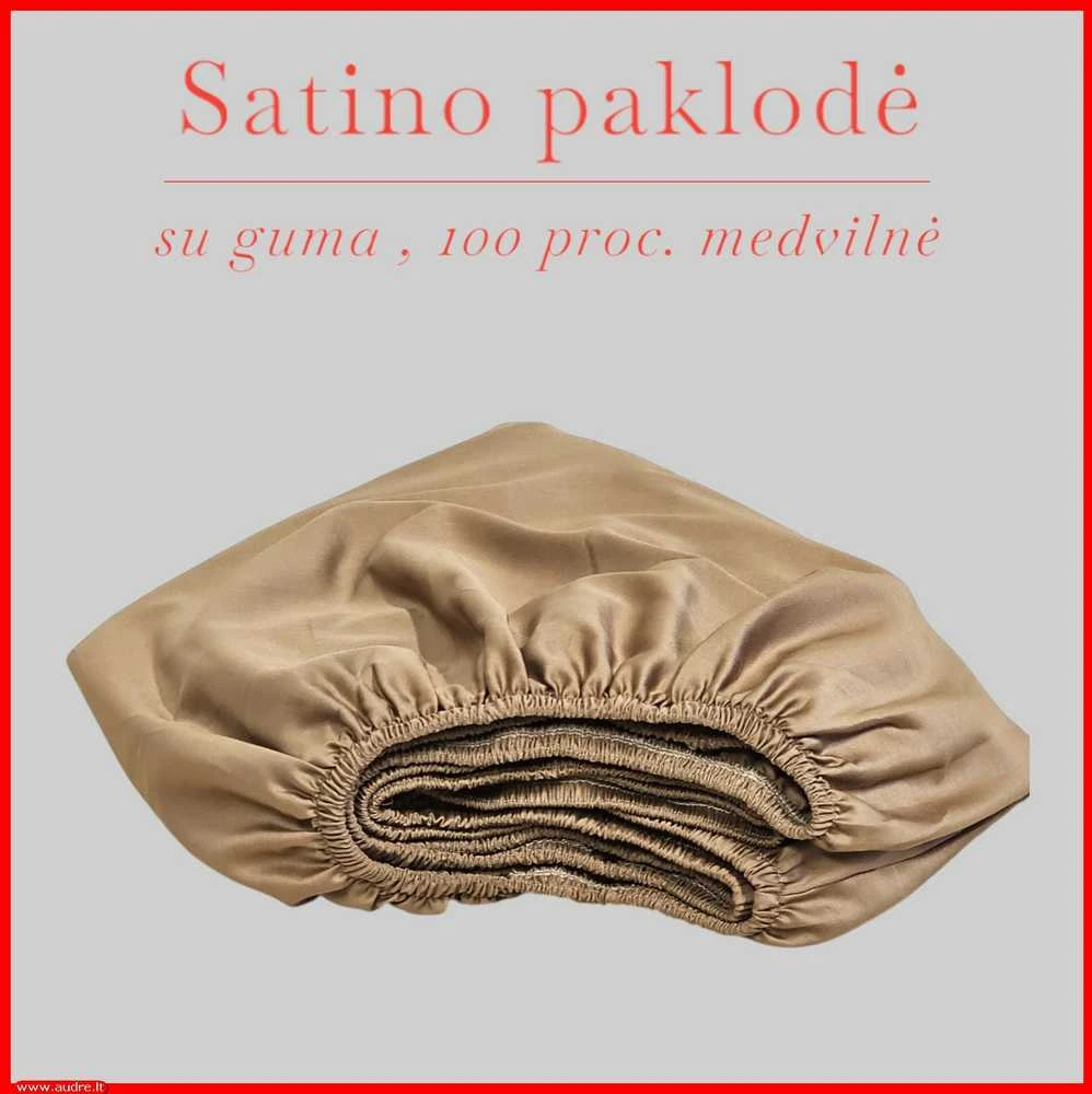 Satino paklodė su guma 100/140/160/180/200x200+20cm. - 180x200+20cm.