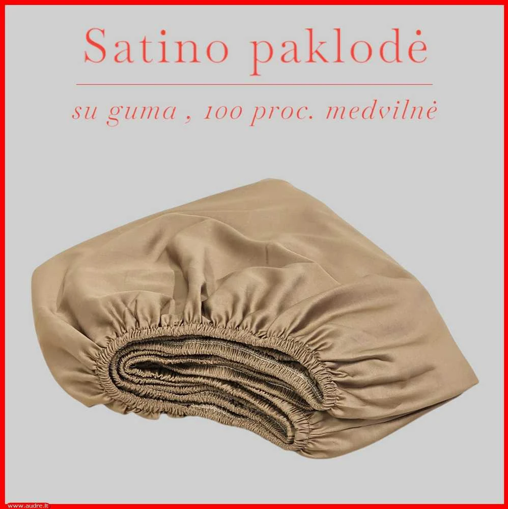 Satino paklodė su guma 100/140/160/180/200x200+20cm. - 180x200+20cm.