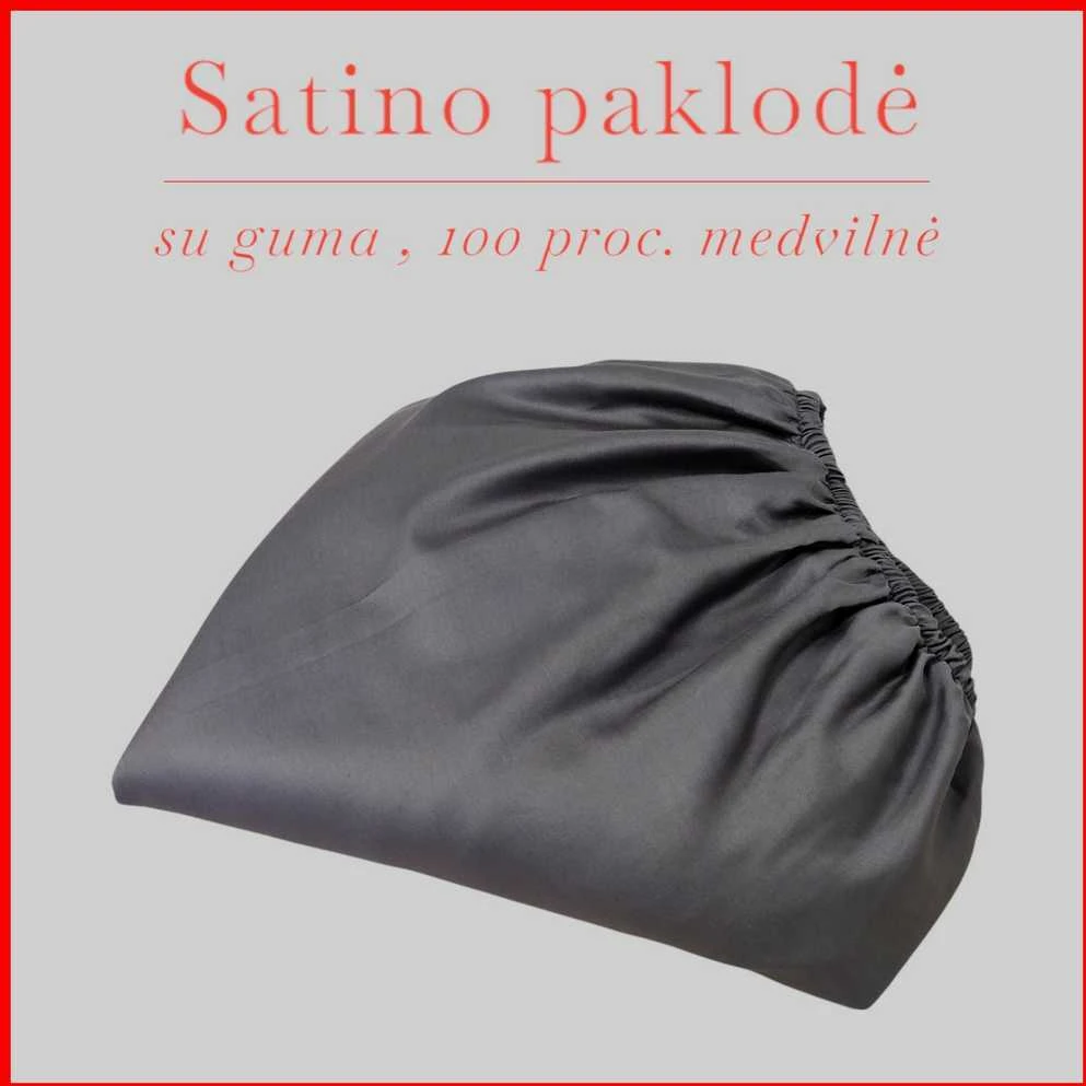 Satino paklodė su guma 100/140/160/180/200x200+20cm. - 160x200+20cm.