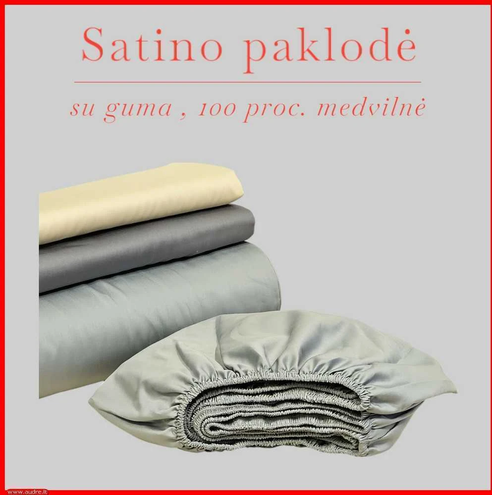 Satino paklodė su guma - 140x200+20cm.