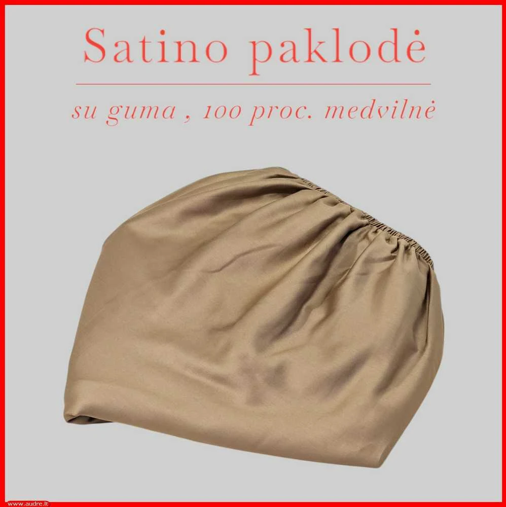 Satino paklodė su guma 100/140/160/180/200x200+20cm. - 180x200+20cm.