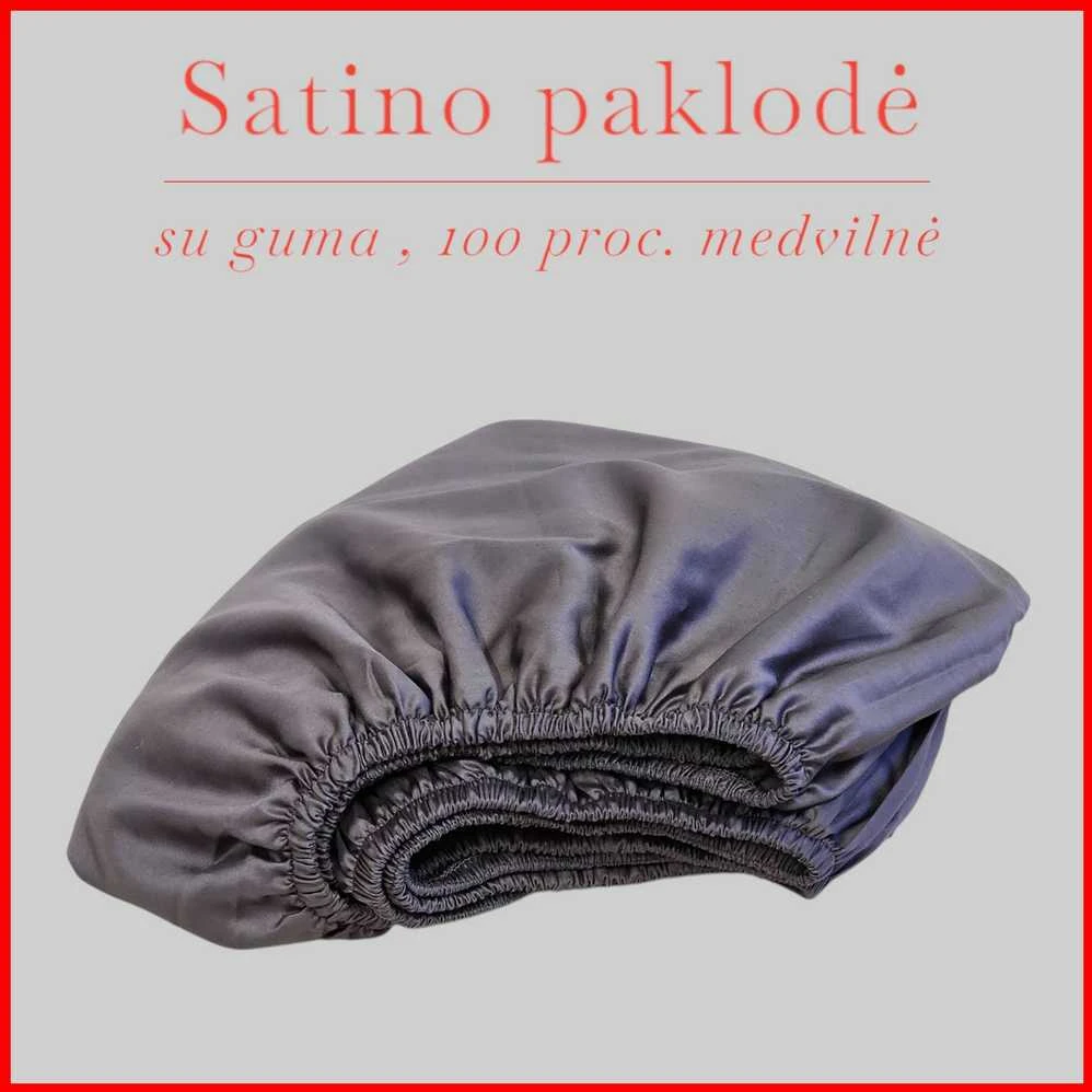 Satino paklodė su guma 100/140/160/180/200x200+20cm. - 160x200+20cm.