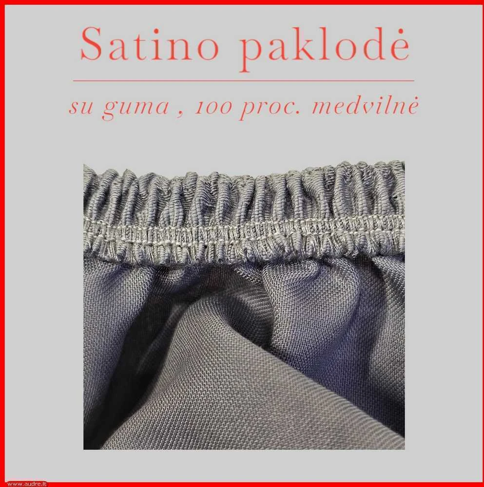 Satino paklodė su guma - 200x200+20cm.