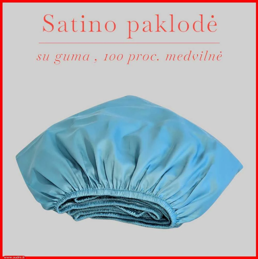 Satino paklodė su guma 100/140/160/180/200x200+20cm. - 100x200+20cm.