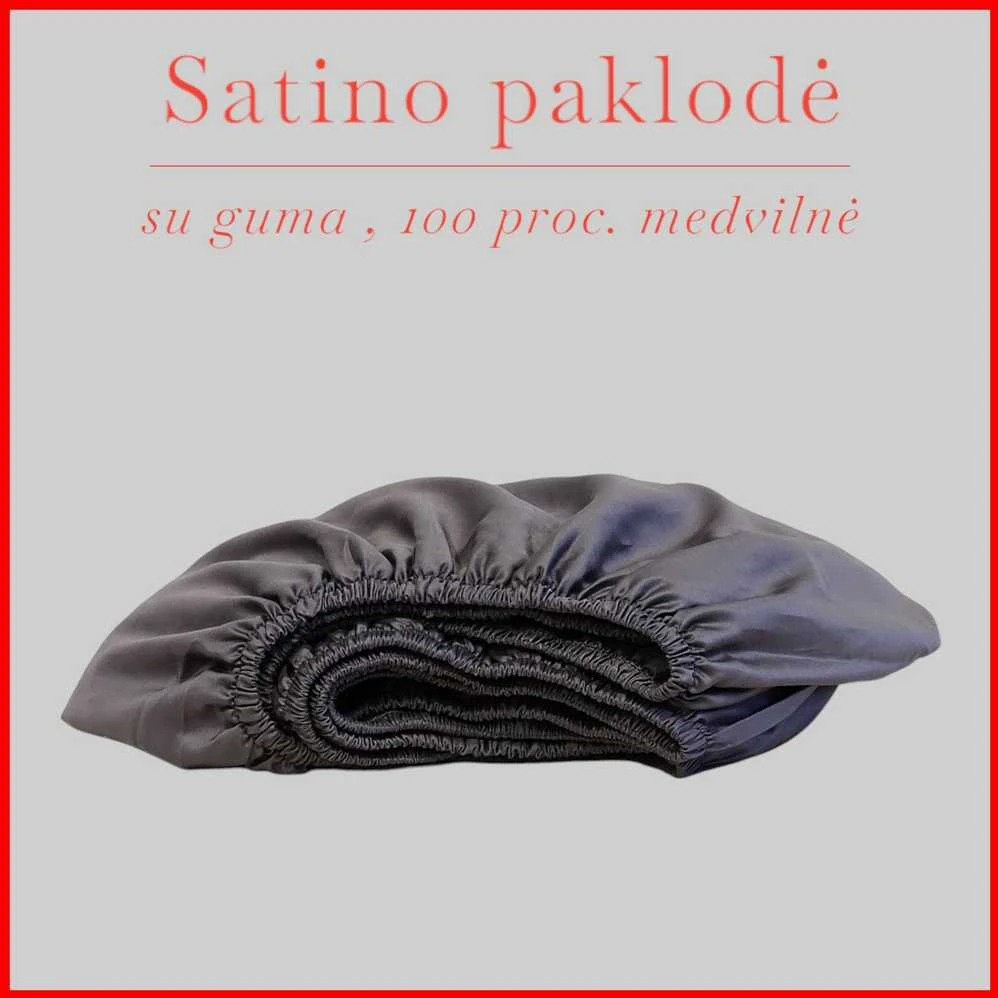 Satino paklodė su guma 100/140/160/180/200x200+20cm. - 160x200+20cm.