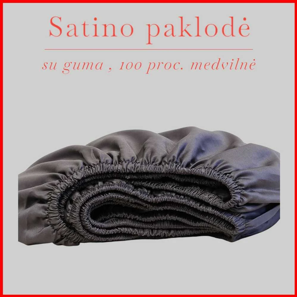 Satino paklodė su guma 100/140/160/180/200x200+20cm. - 160x200+20cm.