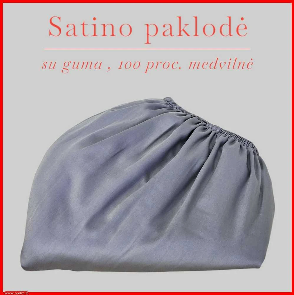 Satino paklodė su guma 100/140/160/180/200x200+20cm. - 100x200+20cm.