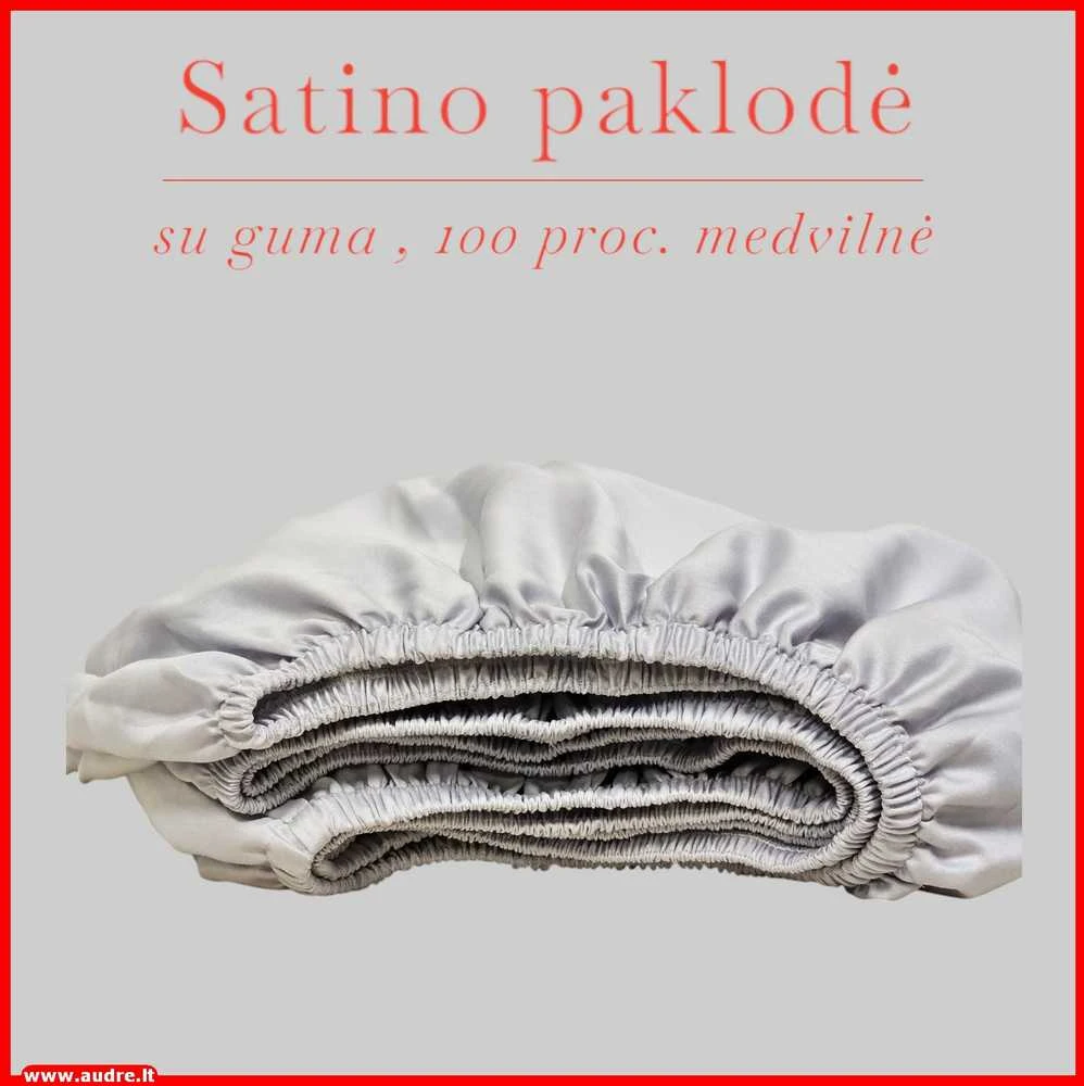 Satino paklodė su guma 100/140/160/180/200x200+20cm. - 140x200+20cm.