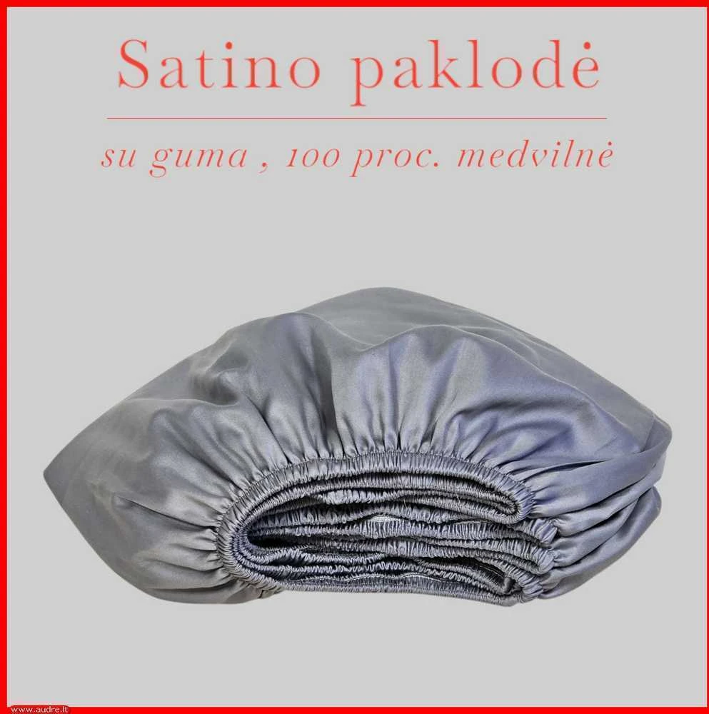 Satino paklodė su guma - 180x200+30cm.