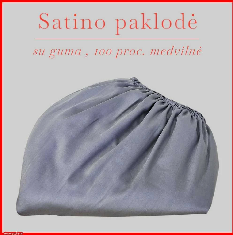 Satino paklodė su guma 100/140/160/180x200+30cm. - 100x200+30cm.