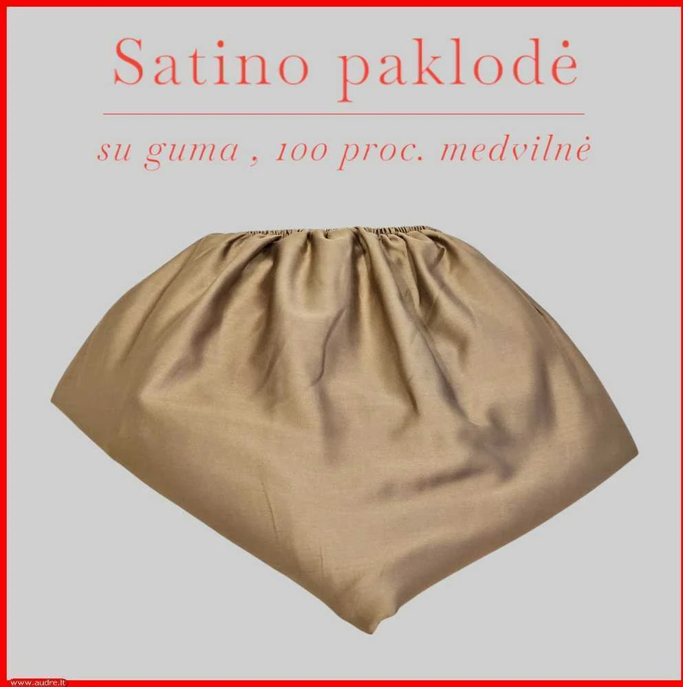 Satino paklodė su guma 100/140/160/180x200+30cm. - 180x200+30cm.