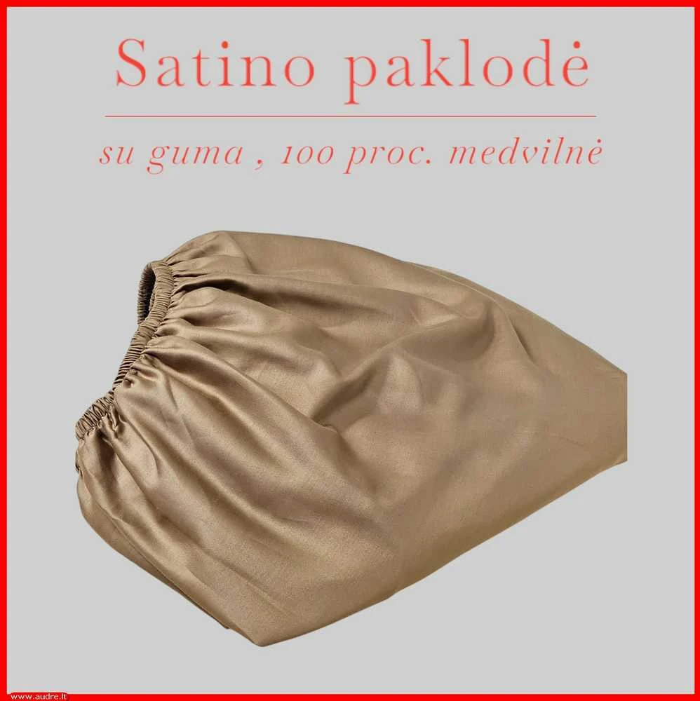 Satino paklodė su guma 100/140/160/180x200+30cm. - 100x200+30cm.