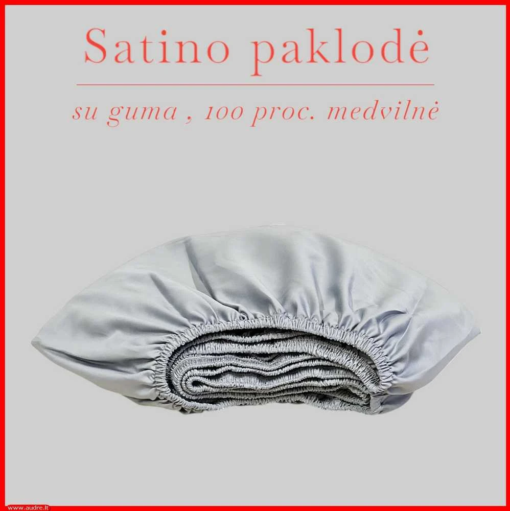 Satino paklodė su guma 100/140/160/180x200+30cm. - 100x200+30cm.