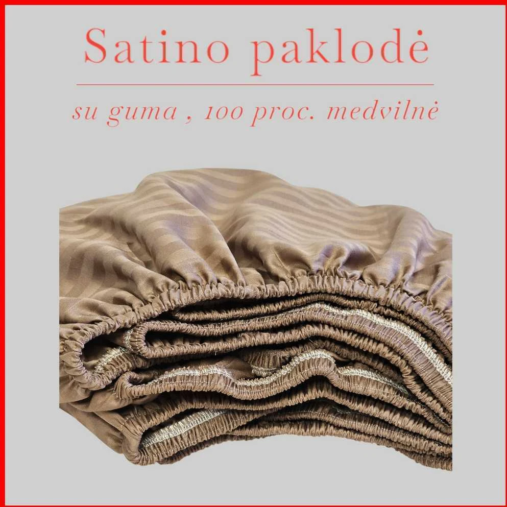 Satino paklodė su guma - 180x200+30cm.