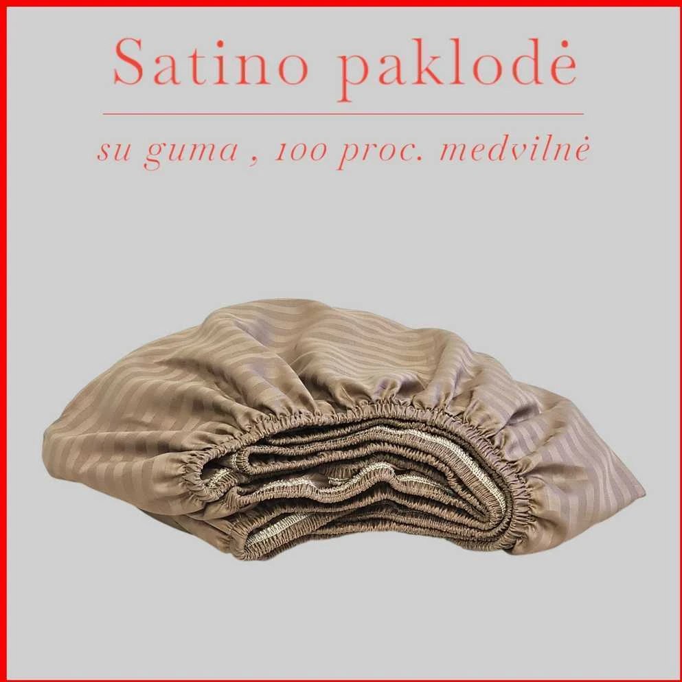Satino paklodė su guma 100/140/160/180x200+30cm. - 160x200+30cm.