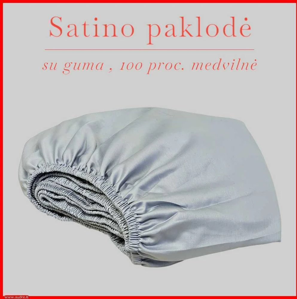Satino paklodė su guma - 140x200+30cm.