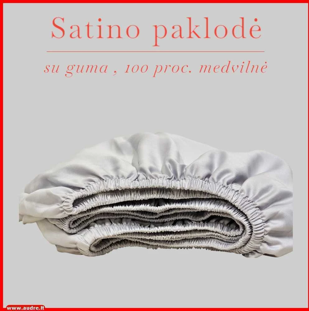 Satino paklodė su guma - 160x200+30cm.