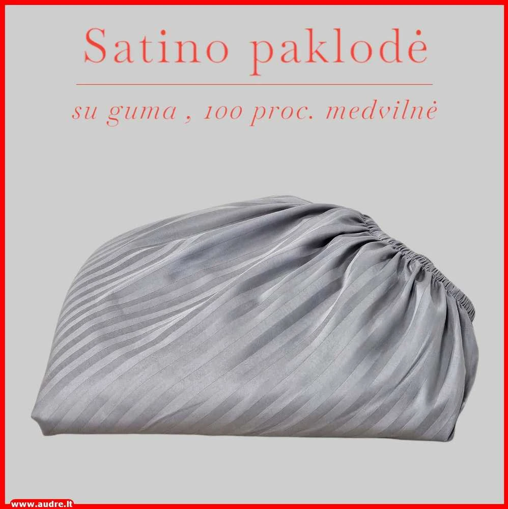 Satino paklodė su guma 100/140/160/180x200+30cm. - 180x200+30cm.