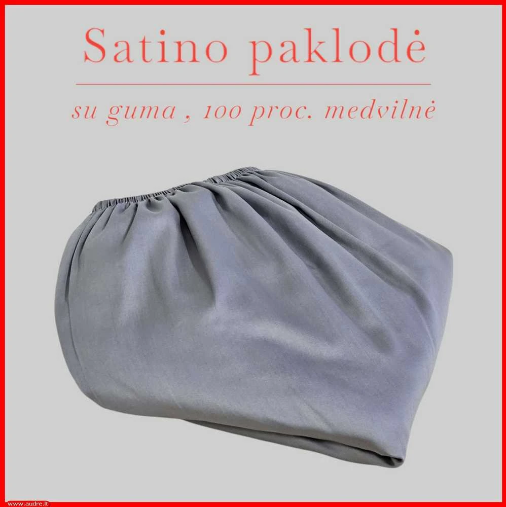 Satino paklodė su guma 100/140/160/180x200+30cm. - 100x200+30cm.