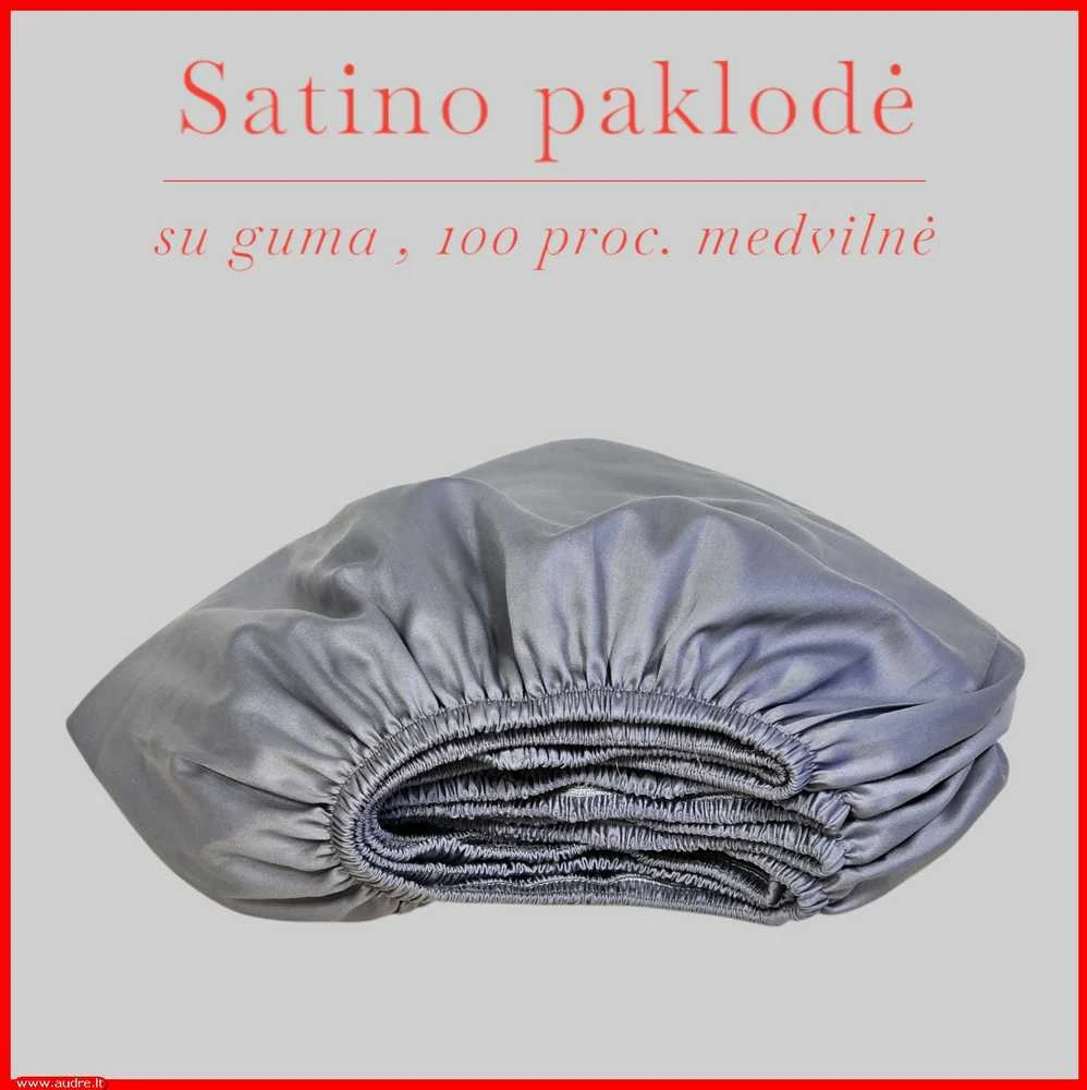 Satino paklodė su guma 100/140/160/180x200+30cm. - 100x200+30cm.
