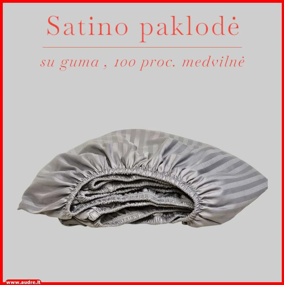 Satino paklodė su guma 100/140/160/180x200+30cm. - 180x200+30cm.