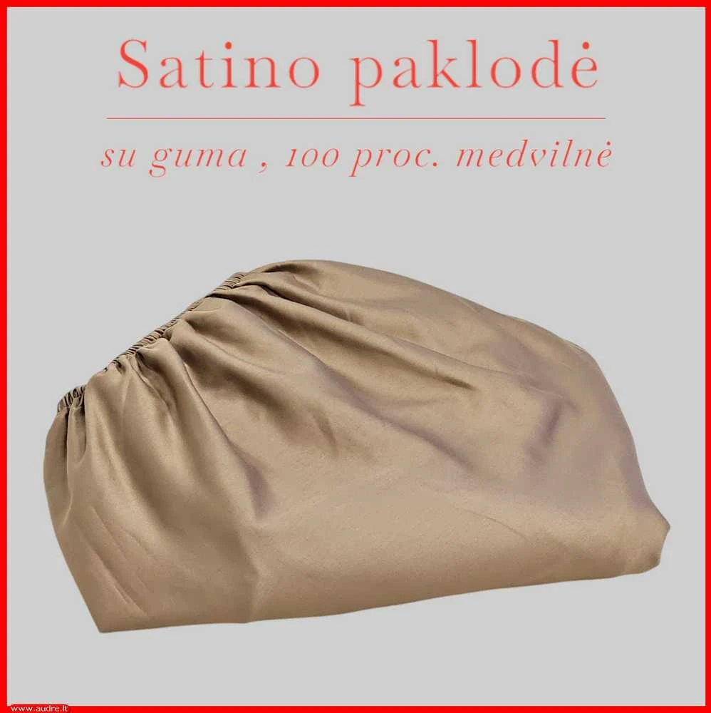 Satino paklodė su guma 100/140/160/180x200+30cm. - 100x200+30cm.
