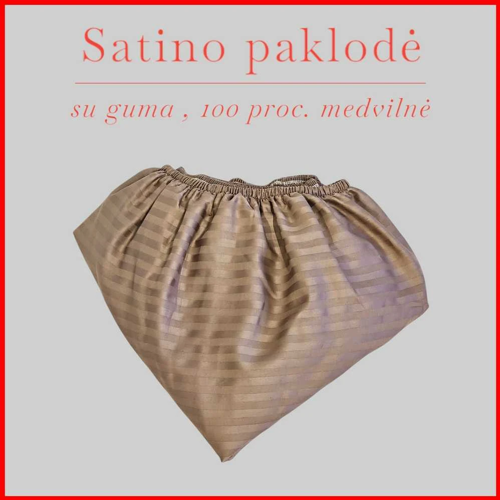 Satino paklodė su guma 100/140/160/180x200+30cm. - 180x200+30cm.