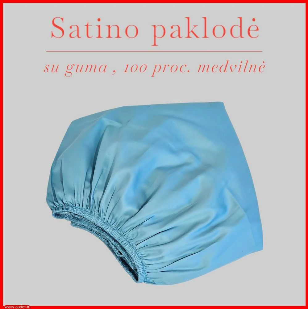 Satino paklodė su guma 100/140/160/180x200+30cm. - 100x200+30cm.