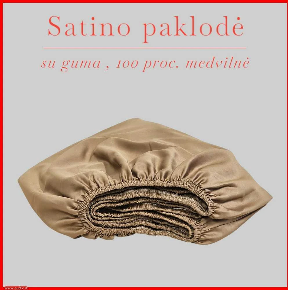 Satino paklodė su guma 100/140/160/180x200+30cm. - 160x200+30cm.