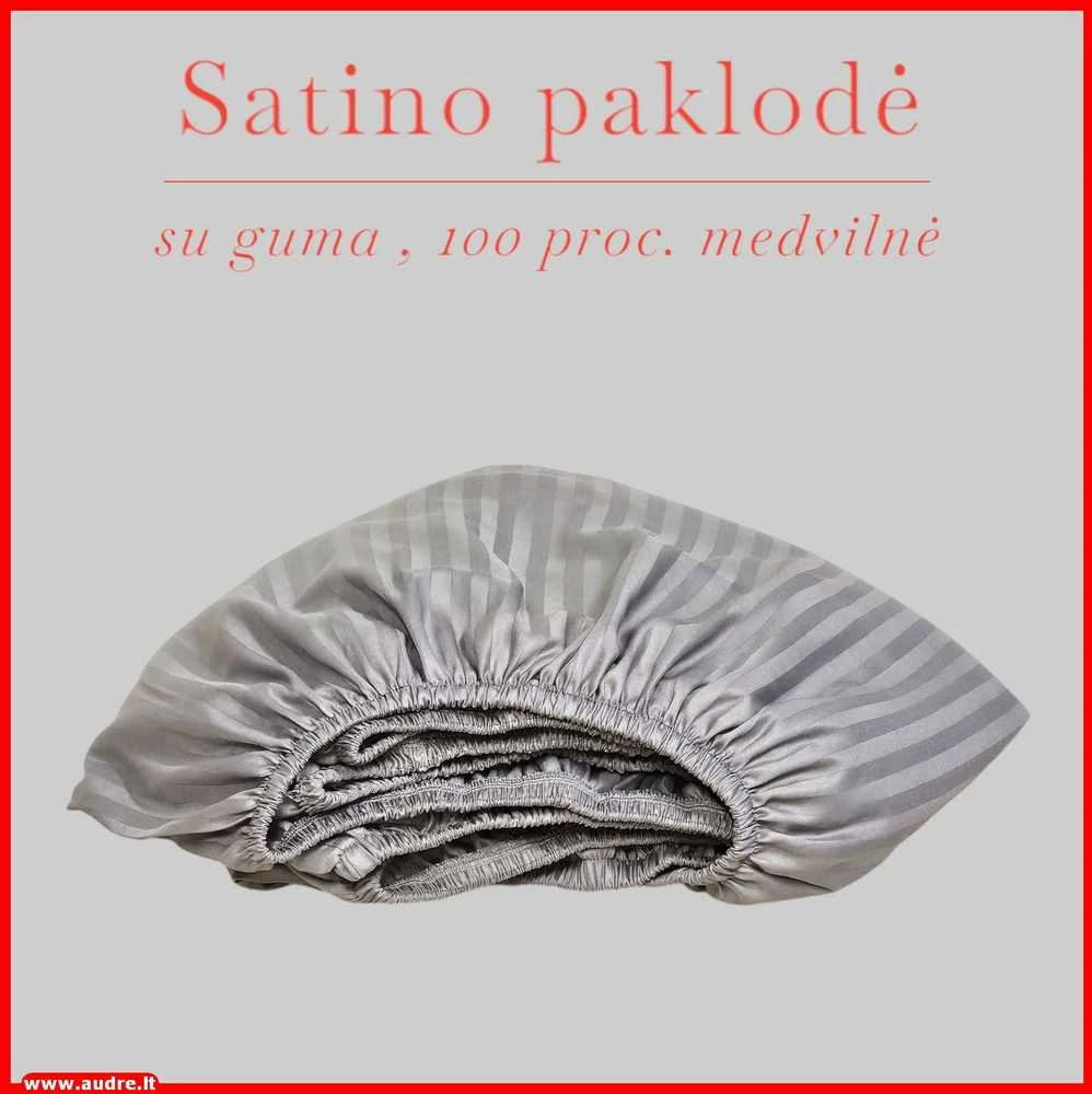 Satino paklodė su guma 100/140/160/180x200+30cm. - 180x200+30cm.