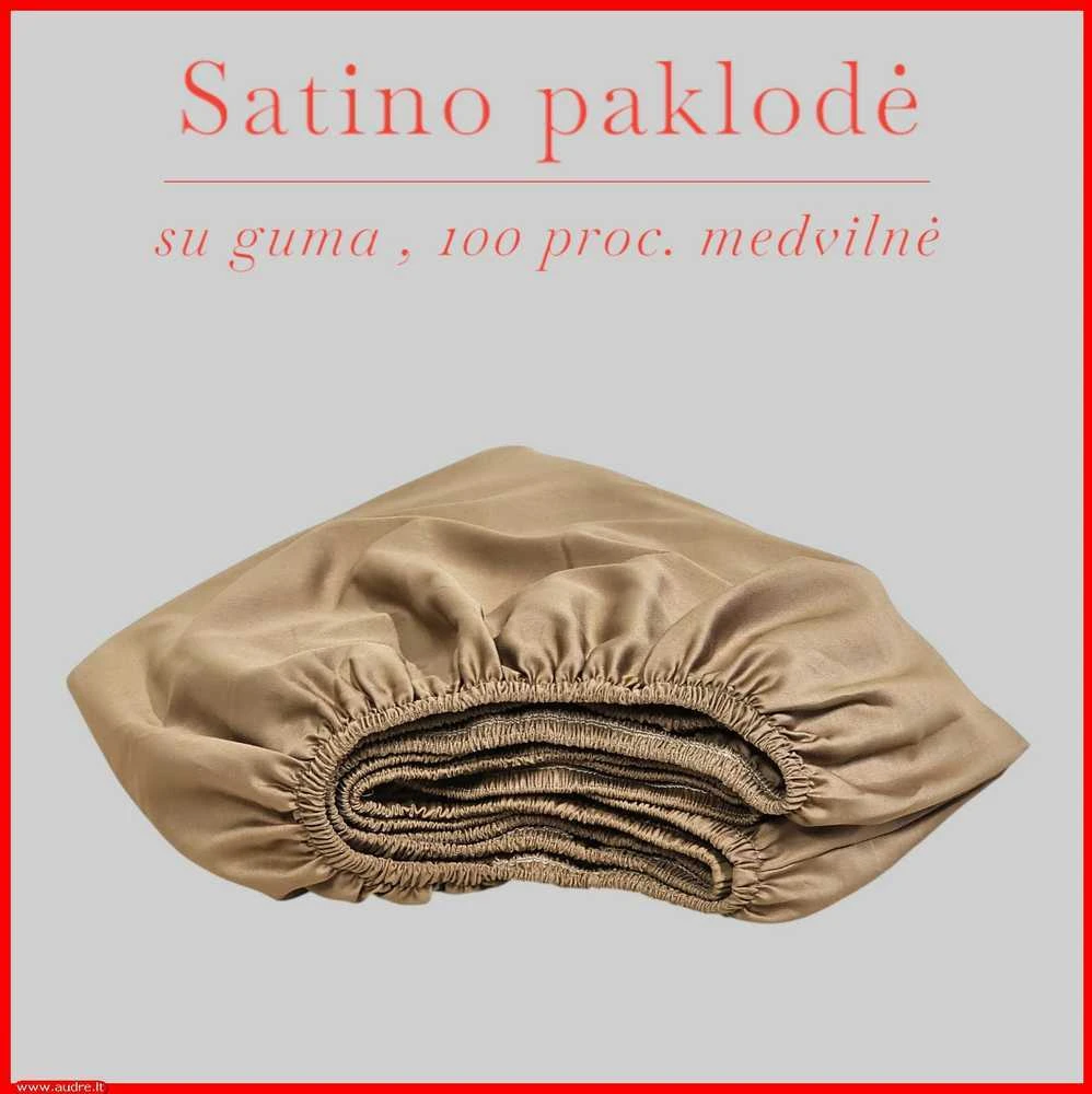 Satino paklodė su guma 100/140/160/180x200+30cm. - 100x200+30cm.