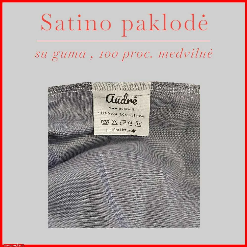 Satino paklodė su guma 100/140/160/180x200+30cm. - 100x200+30cm.