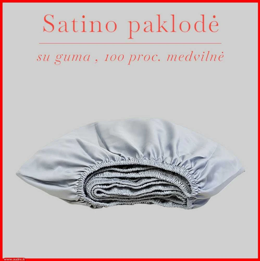 Satino paklodė su guma 100/140/160/180x200+30cm. - 100x200+30cm.